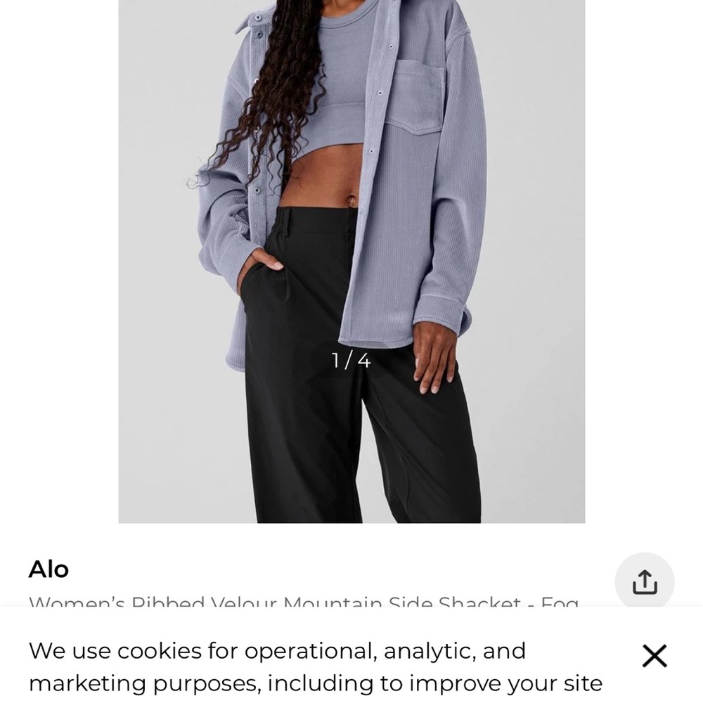 ALO Yoga Women's Ribbed Velour Jacket - Light Gray - Picture 2 of 10